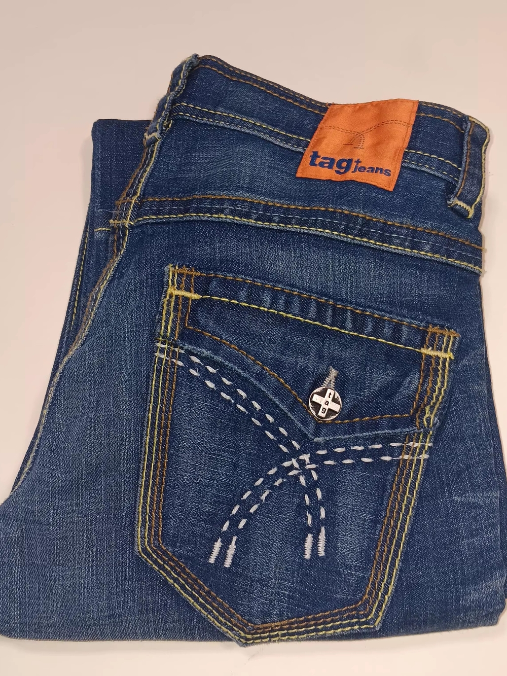 Tag Jeans Blue Denim Jeans - Classic Pocket Stitch